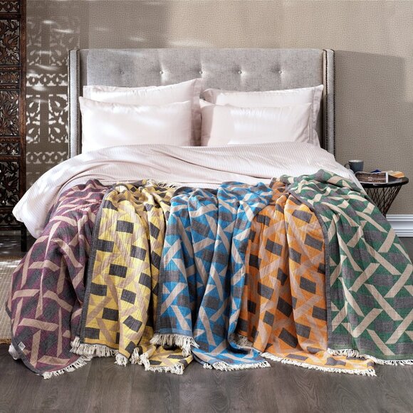 100% Soft Turkish Cotton Jacquard Throw - Picture 4 of 4